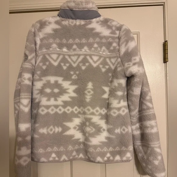 NWT Gerry Terra Printed Zip Up High Pile Fleece Jacket size M Grey Aztec - Picture 4 of 4